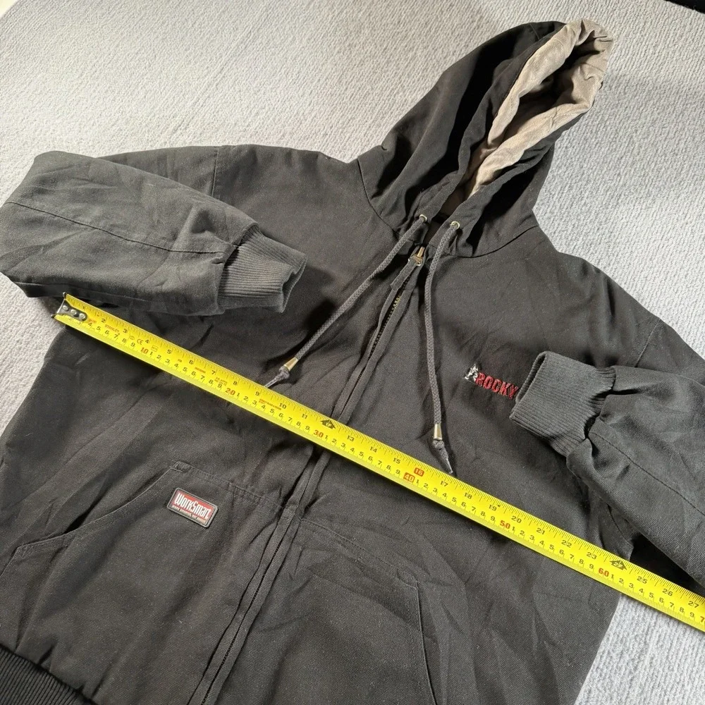 Rocky Workwear Jacket Mens Large Duck Canvas Lined Hooded Thinsulate Black - Picture 5 of 6